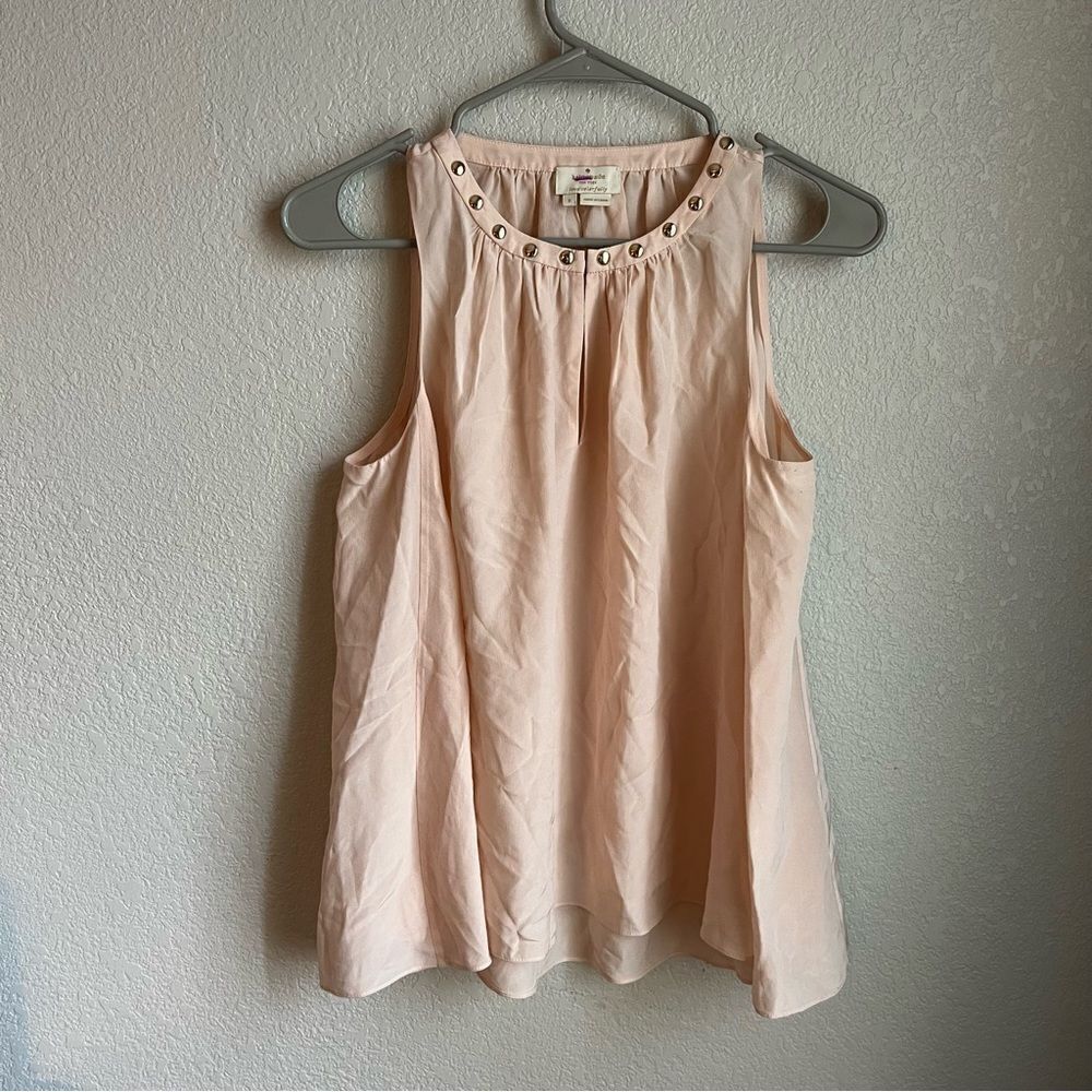 kate spade Blush Pink Sleeveless Studded Neck Blouse